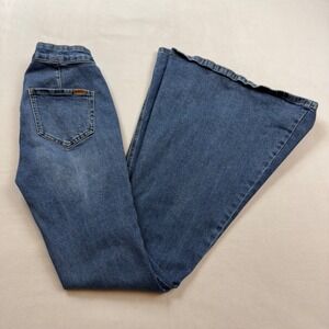 Rock & Roll Denim Bargain Button Bell Flare Jeans Blue Medium Wash 26X34‎